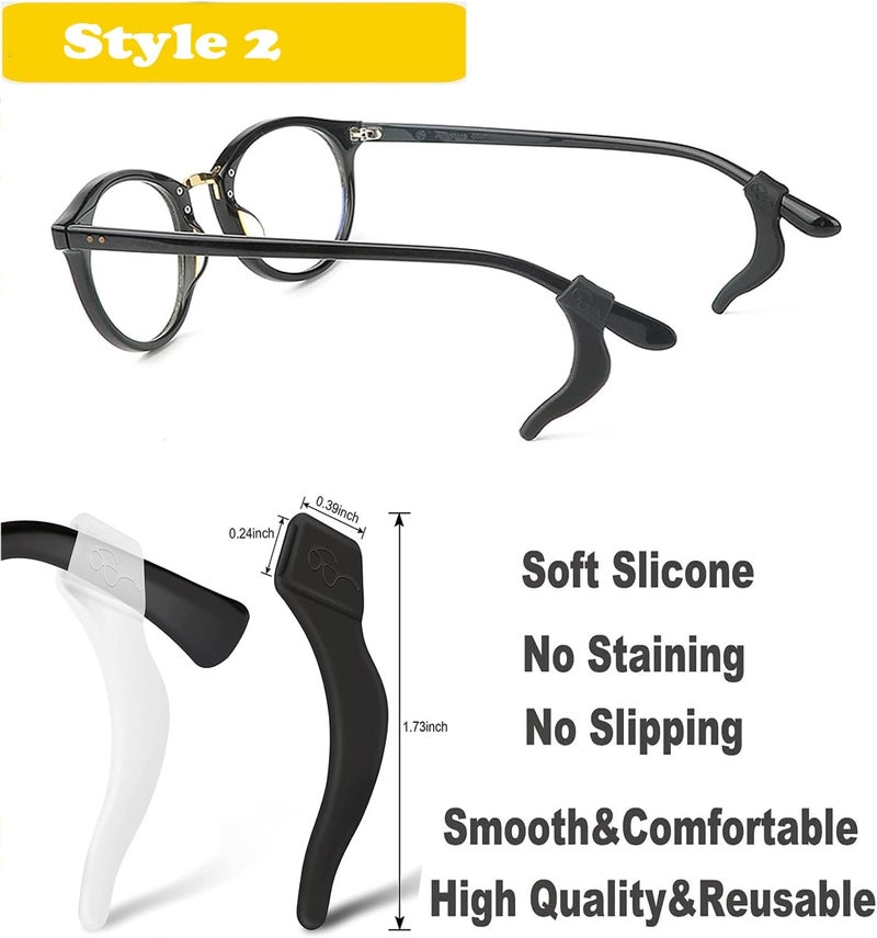FSACLE Glasses Ear Grips Air Chamber - 20 Pairs Eye Glasses Ear Grippers Anti-Slip Holder, Silicone Ear Hook, Glasses Ear Grip Sleeve Retainer for Sports Glasses, Sunglasses Reading (Black) - Image 4